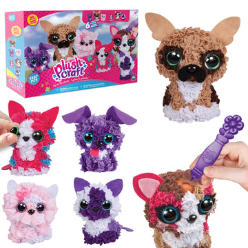 ORB PlushCraft DIY 3D Dog and Cat Gift Set 6 Pack Craft Kit - Mess Free Punch Fabric System, No Sewing Required - Includes 2 Standard Size 3D Pets