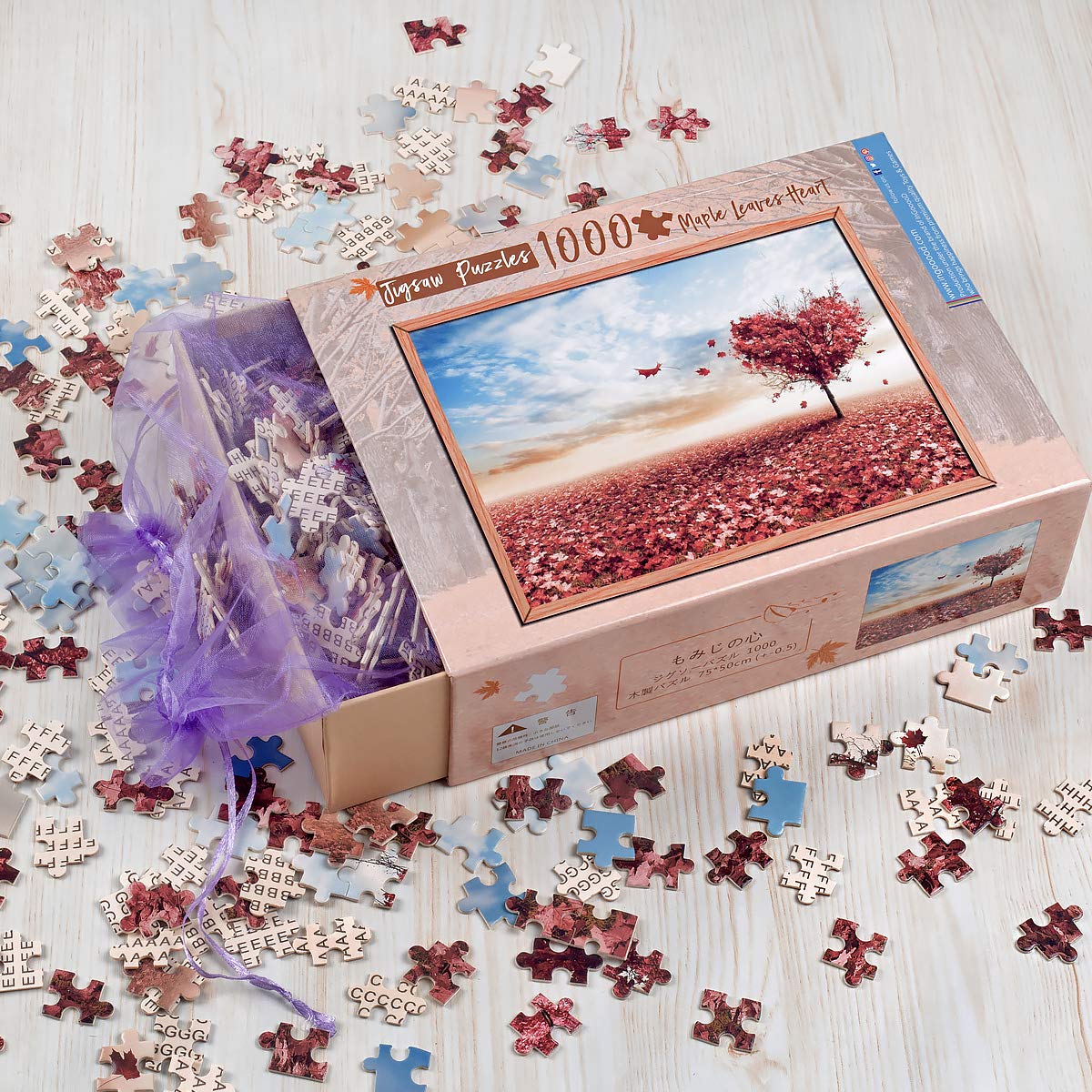 Ingooood Jigsaw Puzzles 1000 Pieces- Tranquil Series Maple Leaves Heart- for Adult