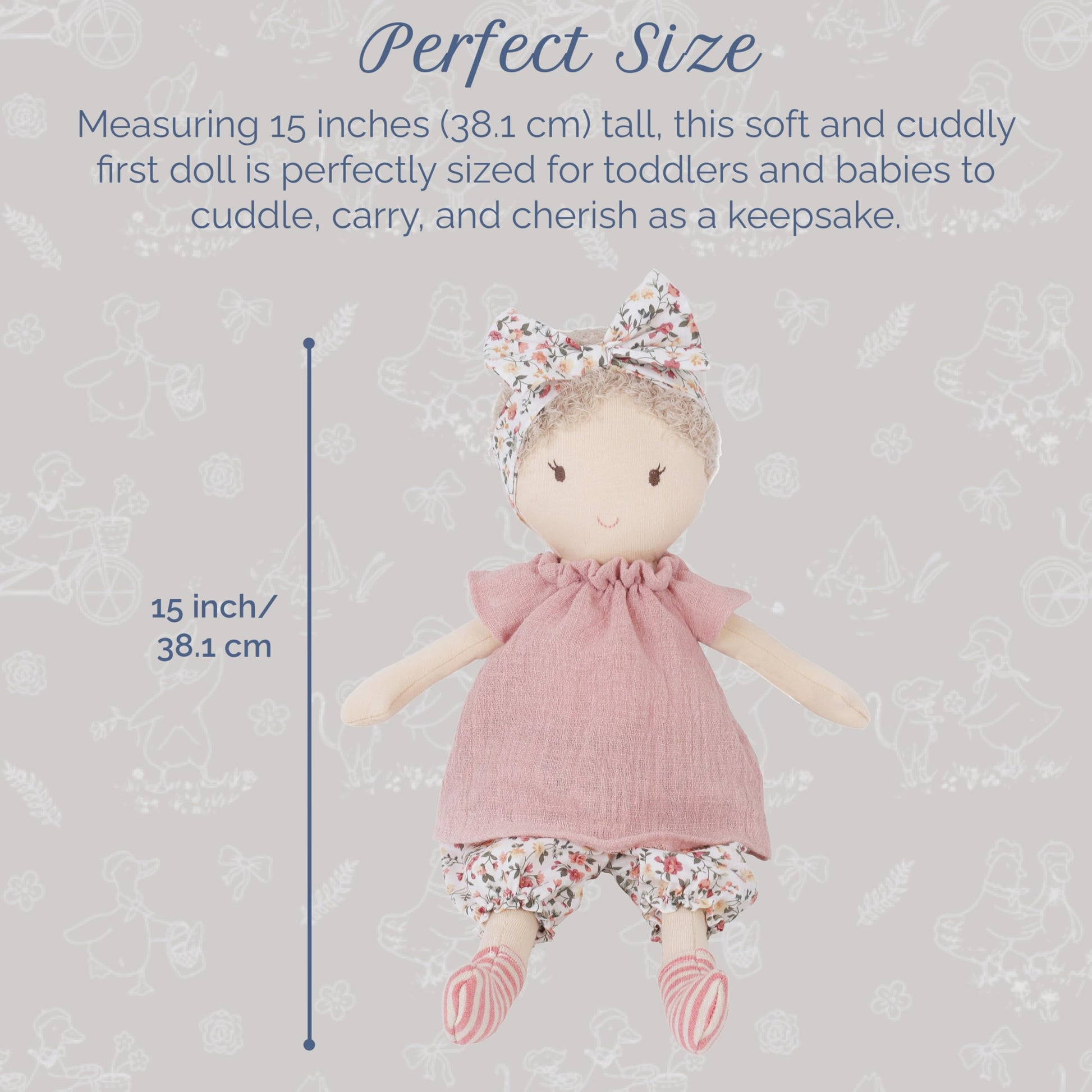 MON AMI My First Doll Poppy, 15-Inch Soft Cuddly Plush Gift for Babies