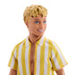 Barbie Fashionistas Style Ken Doll #252 with Blond Hair, Wearing Orange and Yellow Polka-Dot Board Shorts with Yellow and White Striped Shirt, Orange
