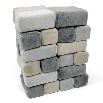 Plush Blocks Mini Foam Building Blocks for Kids (24-Blocks) - Soft Building Blocks for Toddlers, Plush Stackable Foam Blocks, Indoor Play Toy
