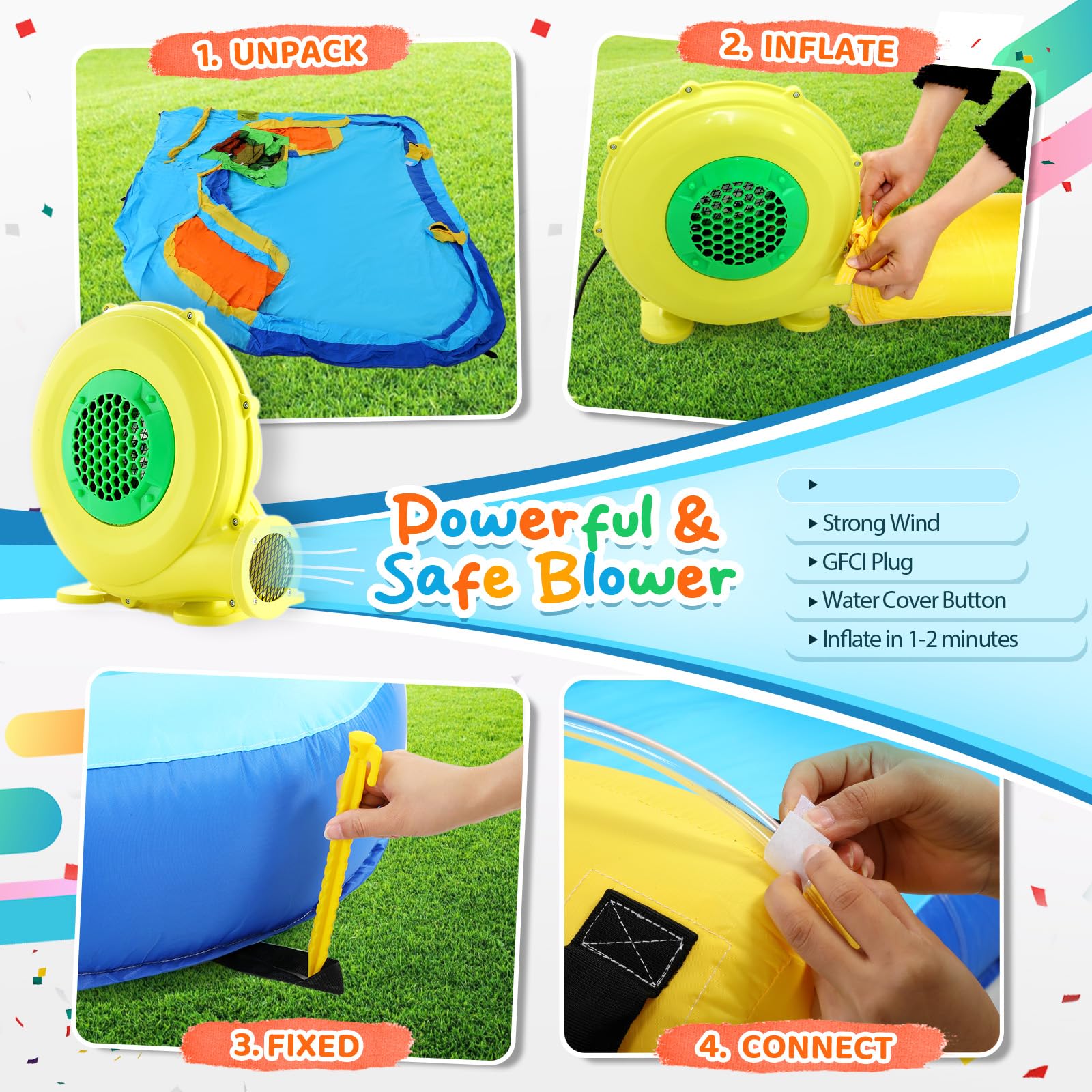 Whubefy Inflatable Water Slide, 8 in 1 Blow Up Crocodile Spray Slide 13.2 x10 Ft Water Bounce House with 2 Water Cannon, Climbing Wall, Basketball