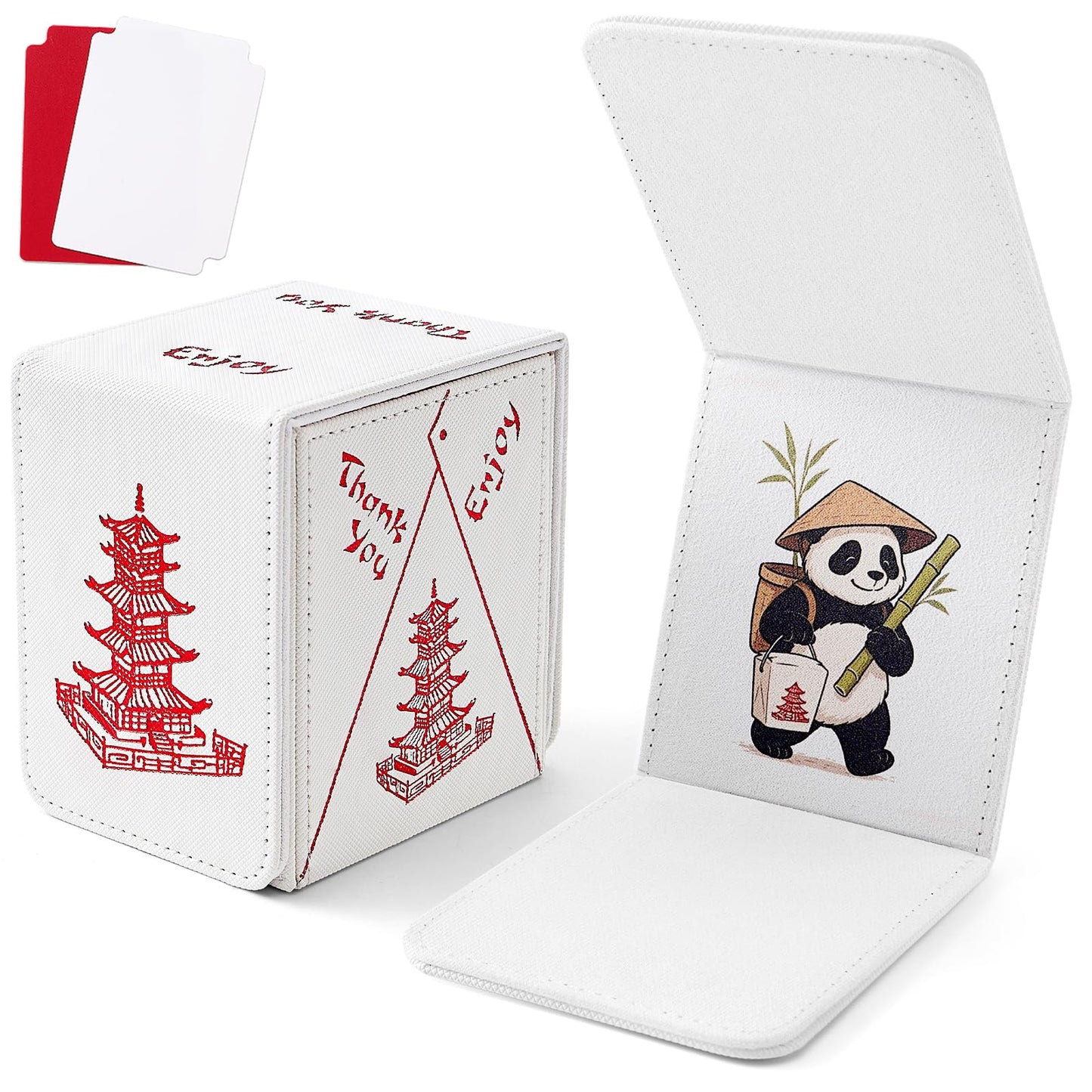 Venssu Chinese Takeout MTG Commander Deck Box, Fits TCG Cards (White&Red)