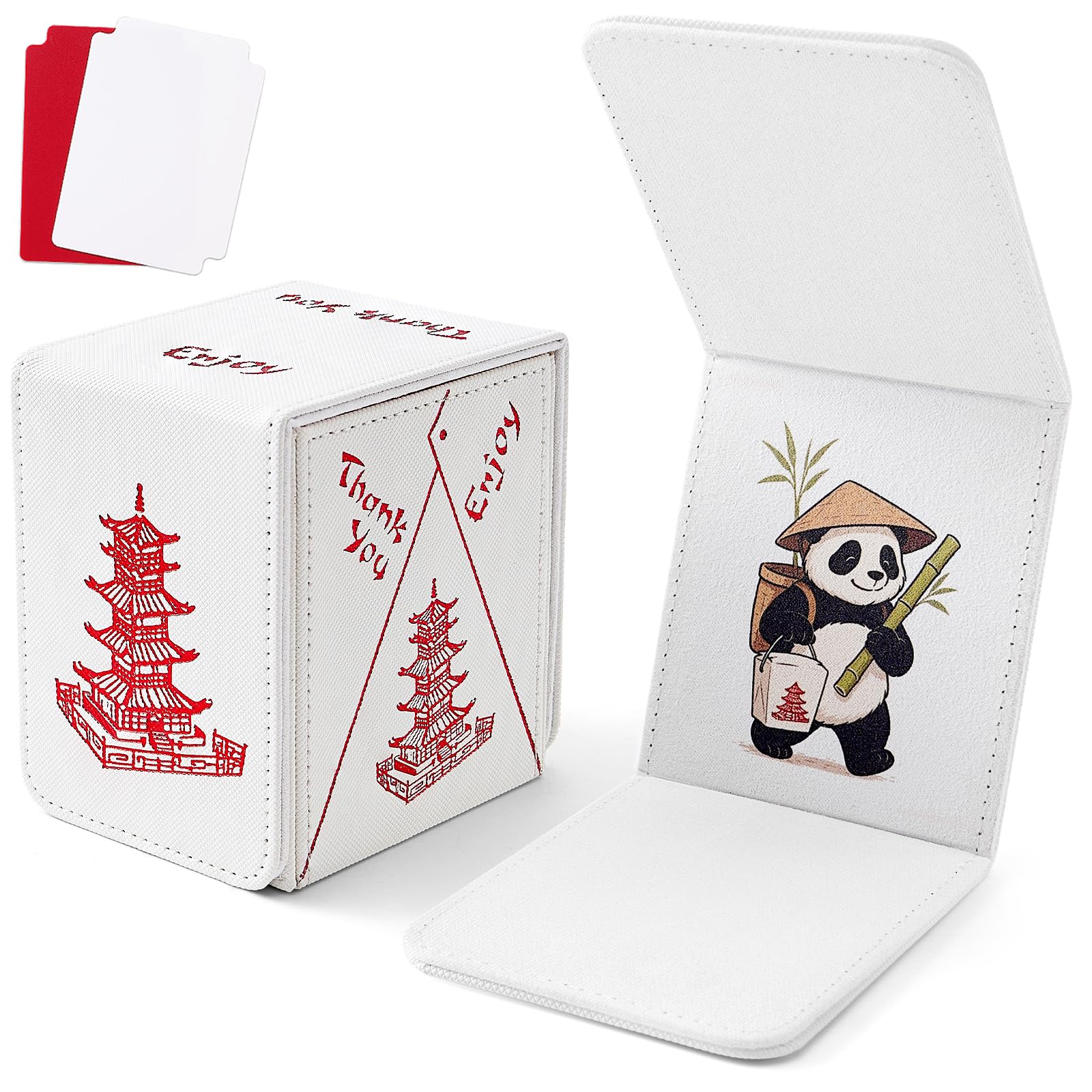 Venssu Chinese Takeout MTG Commander Deck Box, Fits TCG Cards (White&Red)