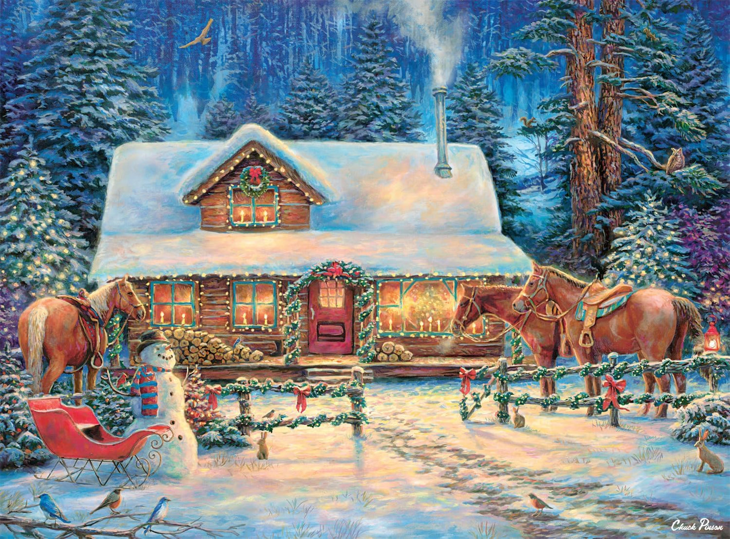 Buffalo Games - Chuck Pinson - Winter's Oasis - 1000 Piece Christmas Jigsaw Puzzle - Festive Puzzles for Adults - Precision-Cut Pieces, Festive