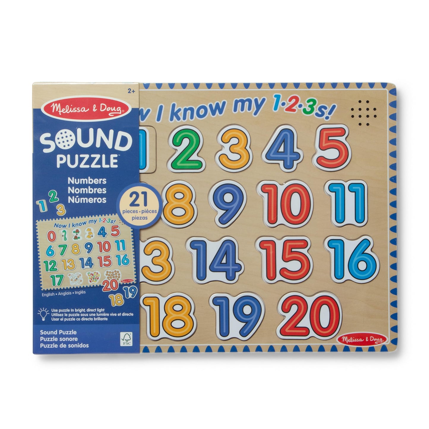 Melissa & Doug Numbers Sound Puzzle - Wooden Counting Puzzle with Light-Activated Sound Effects (21 Pcs)