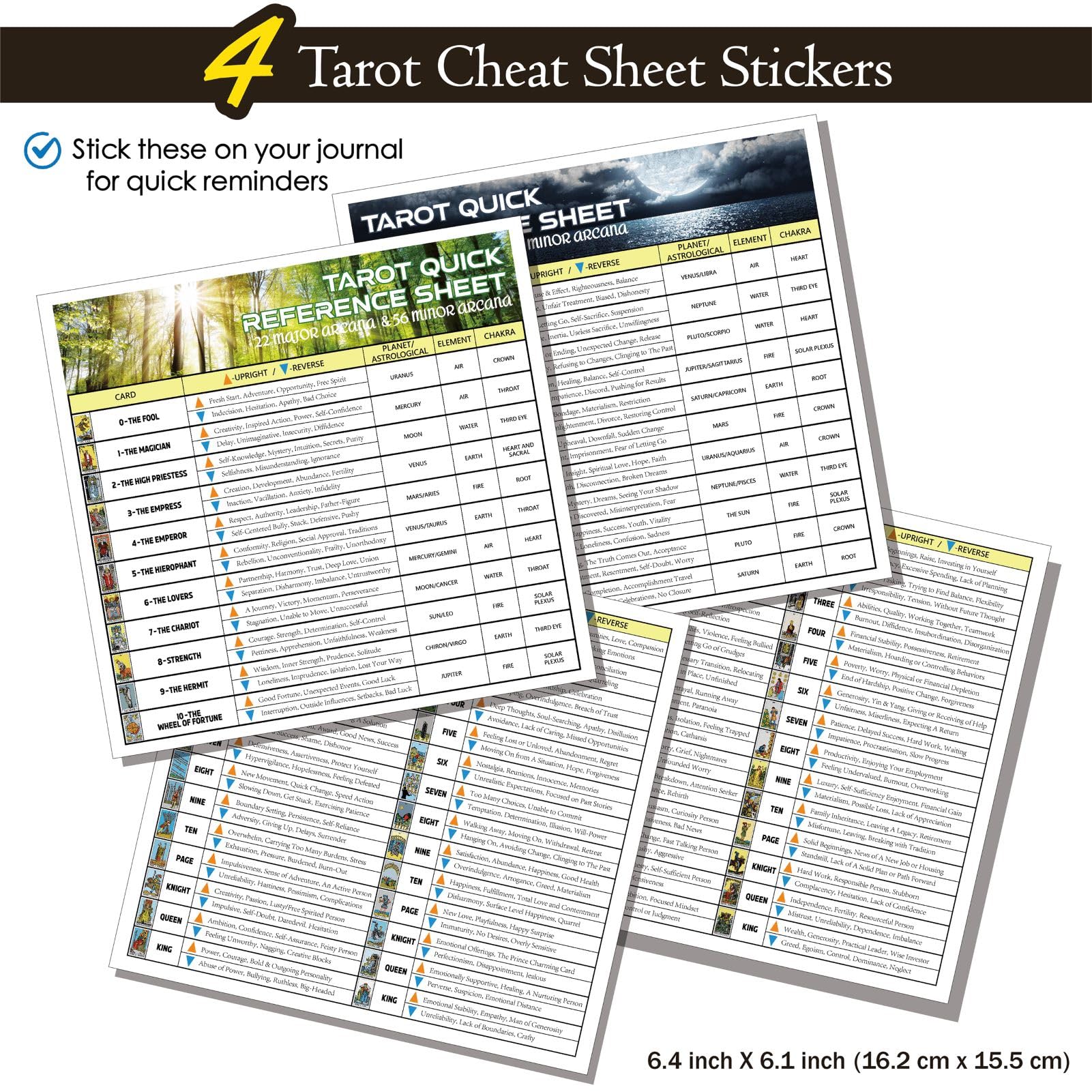 Joyppy Mini Tarot Stickers for Journaling - 1008 PCS Tarot Card Stickers Based on Rider Waite Tarot Deck - 1.25" x 0.78" - Clear Printing & Glossy