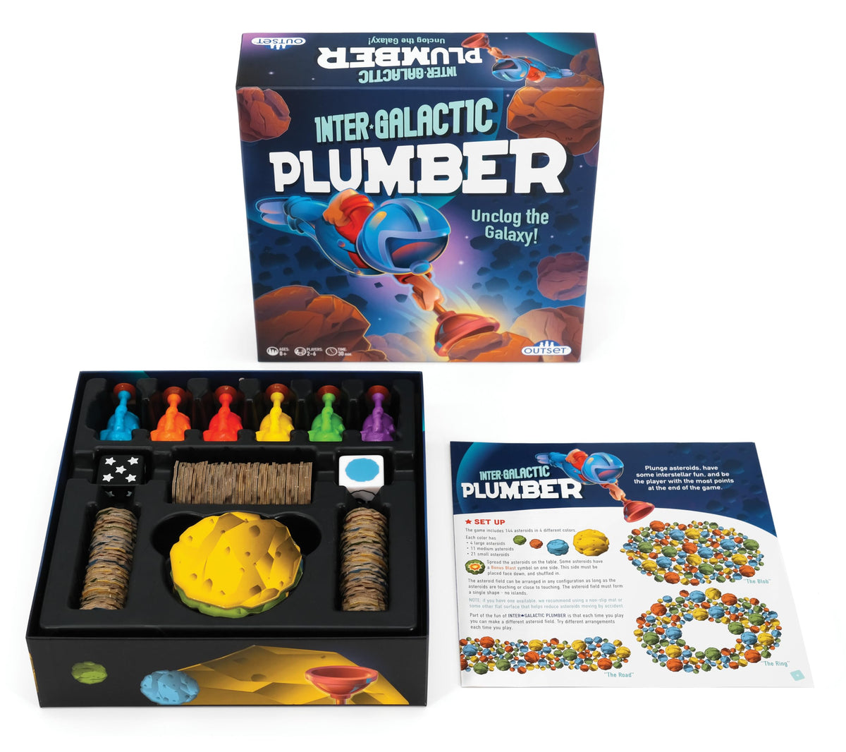 Outset Media Intergalactic Plumber - Can You Unclog the Galaxy - for 2 to 6 Players Ages 8 and up