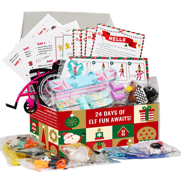 Elf Kit 24 Days of Christmas 2025-include 24 Daily Surprise Scenes & Accessories Elf Mischief Clothes Starter Kit Countdown For Family Christmas