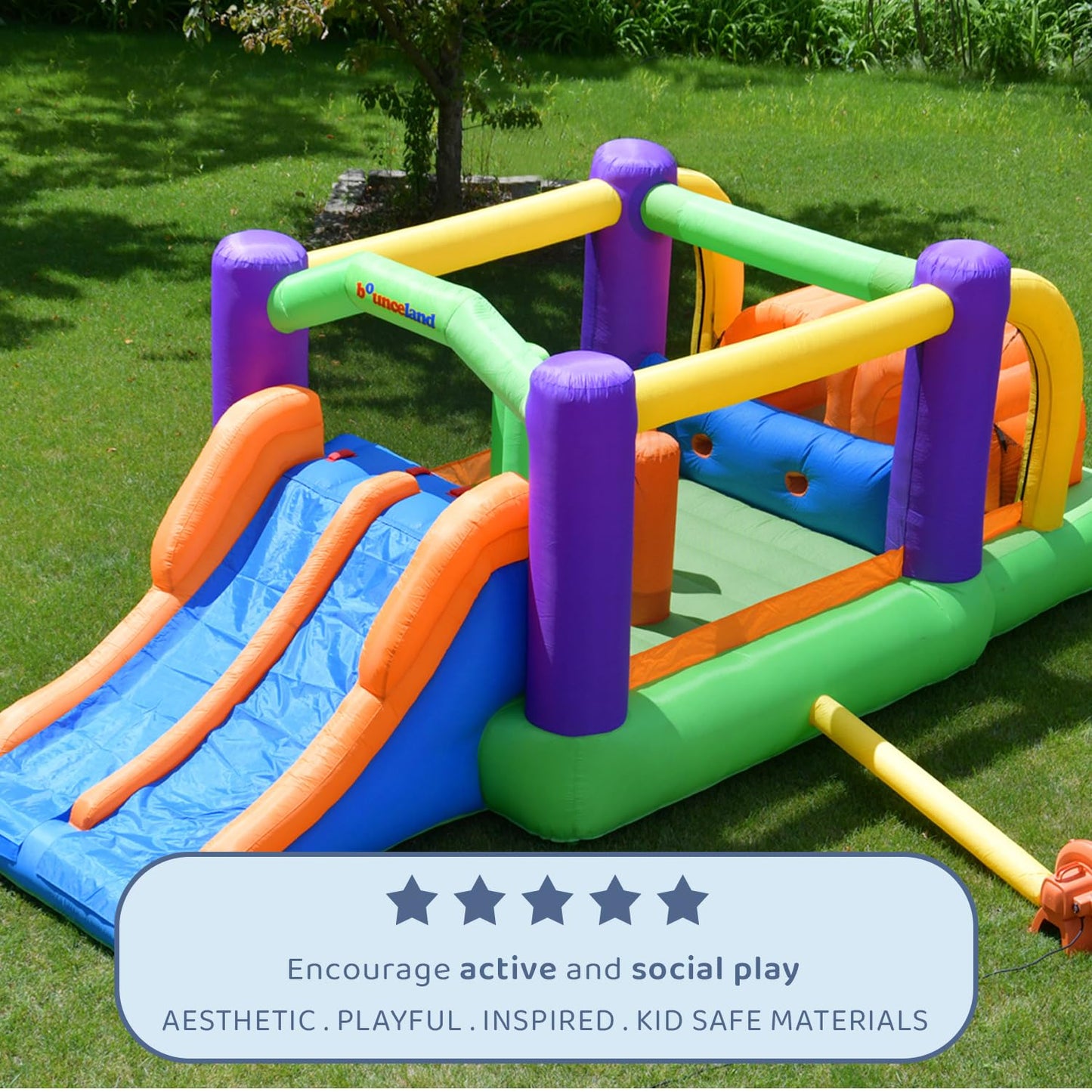Bounceland Pro Racer Obstacle Bounce House with Dual Slides, Bounce, Climb, Slide All in One, UL 1 HP Blower Included, 19 ft x 9 ft x 7 ft H, Great