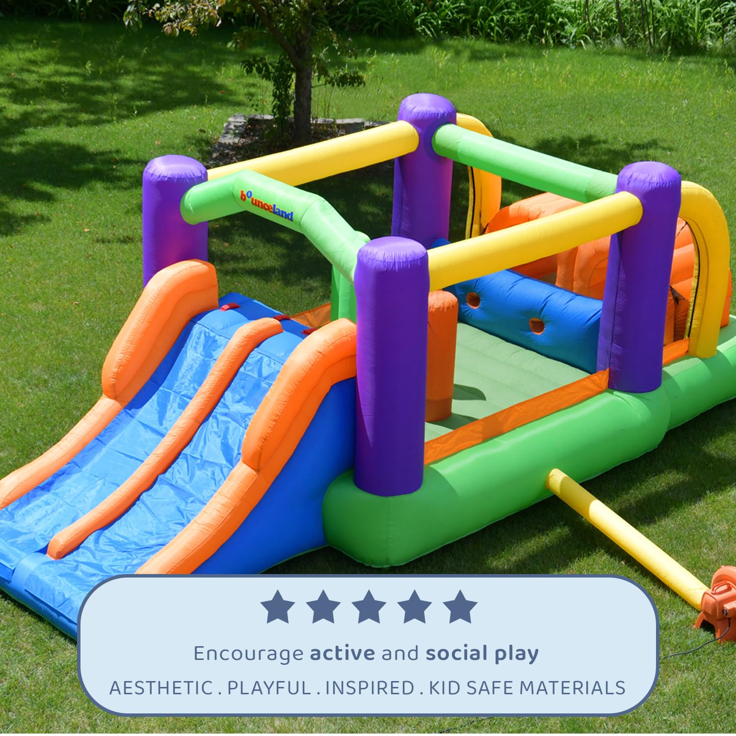 Bounceland Pro Racer Obstacle Bounce House with Dual Slides, Bounce, Climb, Slide All in One, UL 1 HP Blower Included, 19 ft x 9 ft x 7 ft H, Great