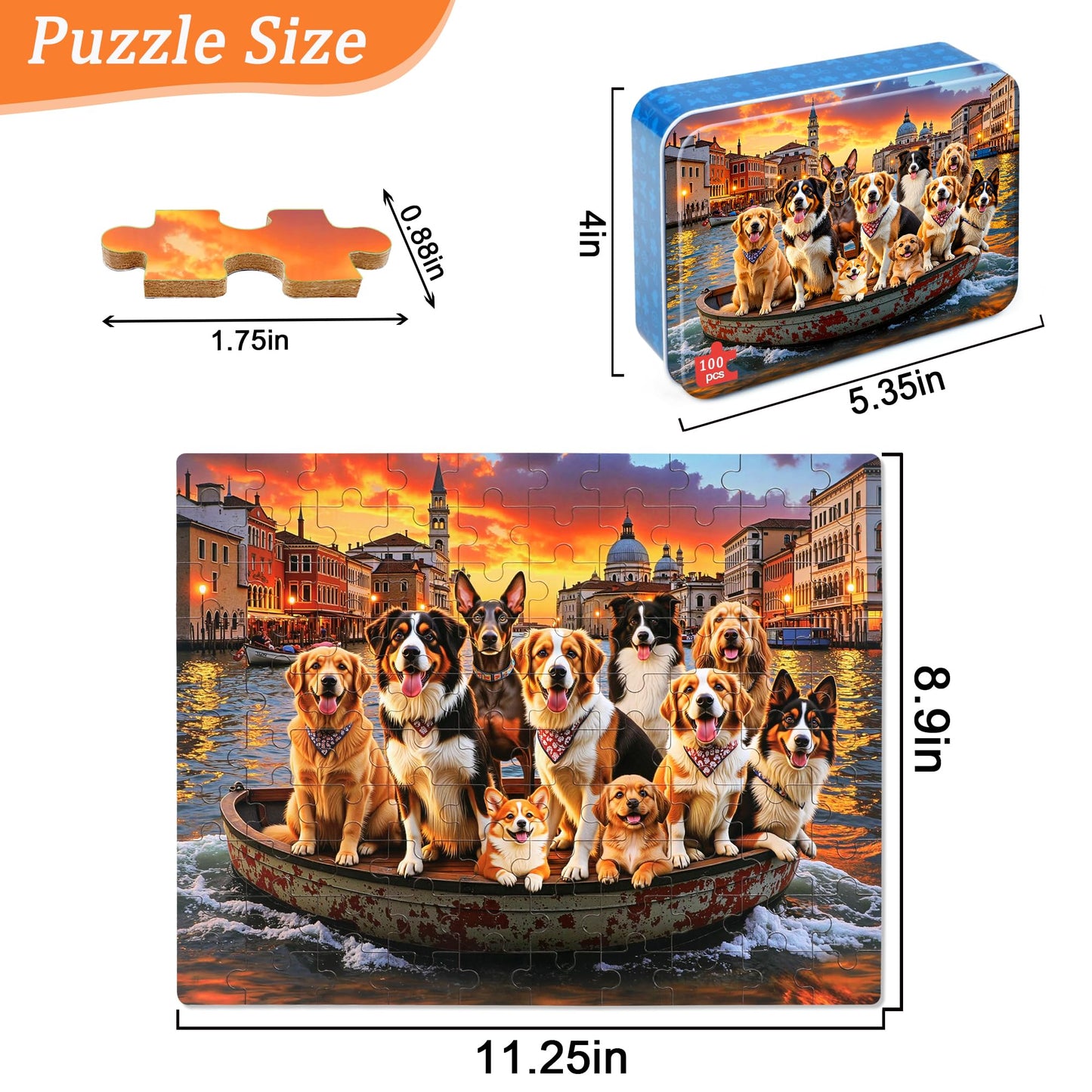 MZZOTOY Sunset Dogs Puzzle for Kids Ages 4-8, 100 Pieces Jigsaw Puzzles for Kids Ages 3-5? Learning Educational Puzzles Toys Great Gift for Boys Girls