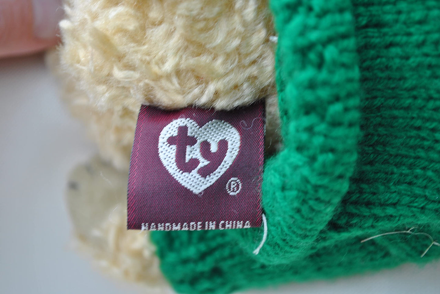 Ty Attic Treasure Blarney Bear with Green Irish Clover Sweater 8" Jointed Teddy