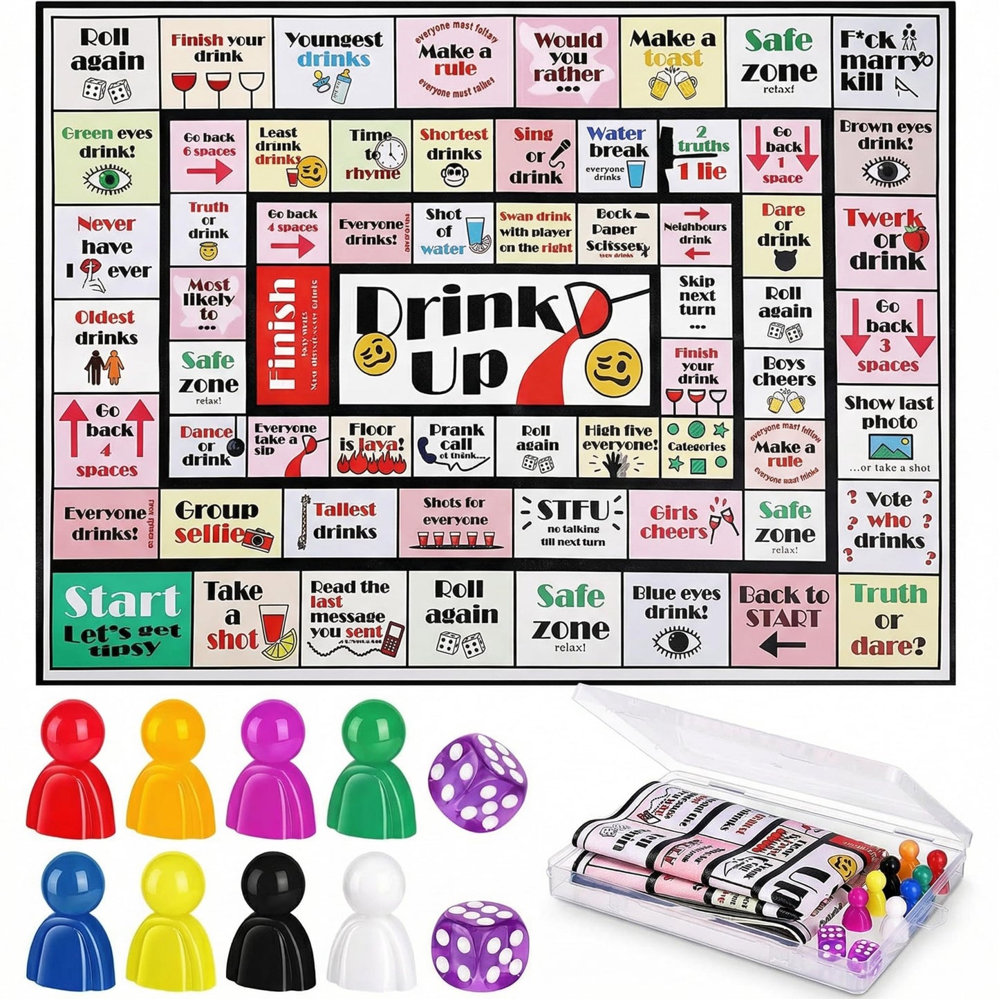 otkllbb Original Interactive Board Game, Funny Group Game with 8 Chess Pieces & 2 Dices for Family, Friends Game Nights, Holiday & Birthday Gatherings