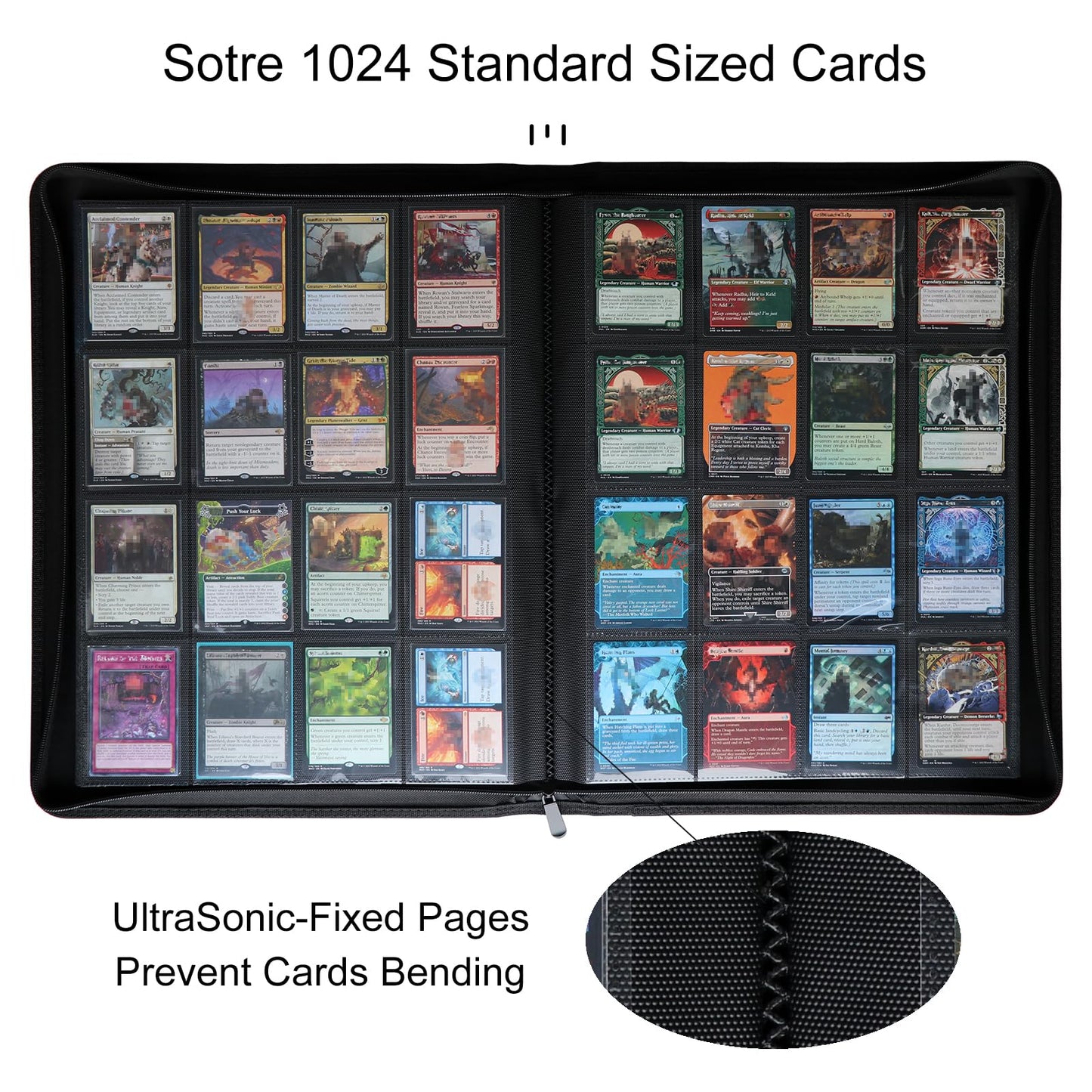 Rieton 16 Pocket 1024 Card Binder, Large Ringless Side Loading Pockets Trading Card Album Folder for TCG