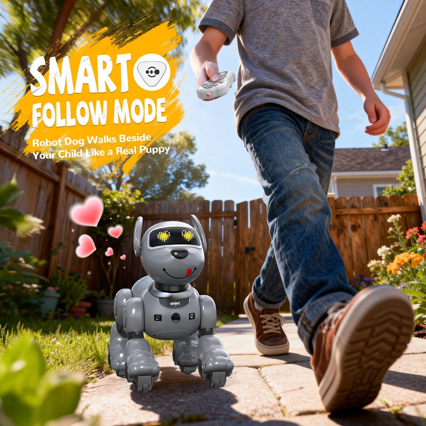 anysun Robot Dog Toy for Kids, Programmable Remote Control Robot Puppy with Follow Up & Touch Sensors, Dancing & Singing, Smart Stunt Robot Pet