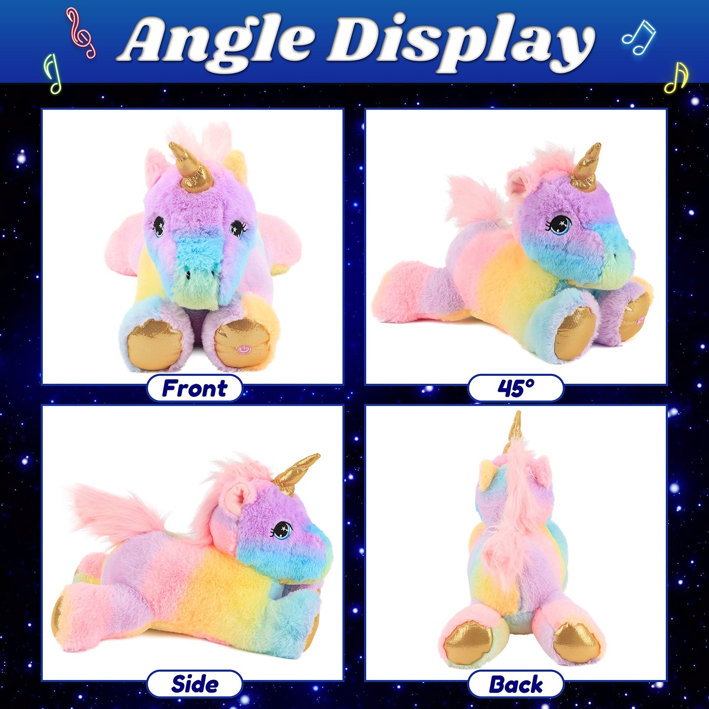 Cuteoy Glowing LED Unicorn Light-up Nightlight Toys Musical Plush Stuffed Animal Singing Lullabies Birthday Christmas Plushies Gifts for Kids Boys