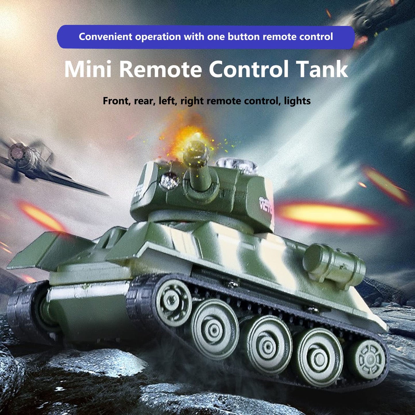 Ouhgnoh Mini WWII Gray German Tiger RC Tank Toy 1/72 Scale Model Electronic Radio Remote Control Vehicle Tank