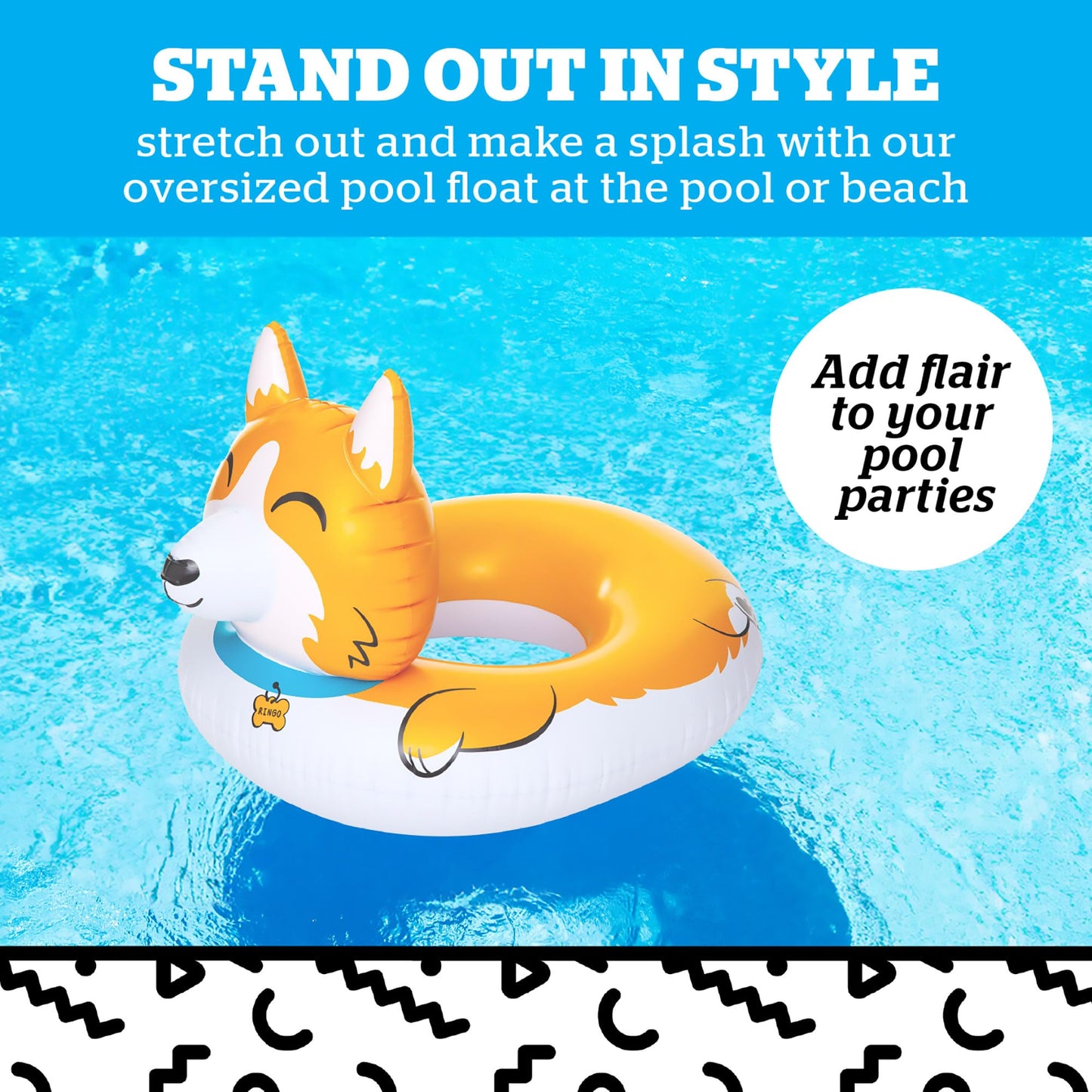 Giant Corgi Pool Float, Large Inflatable Animal Ride-in, Novelty Pool Party Lounger for Outdoor Summer Fun