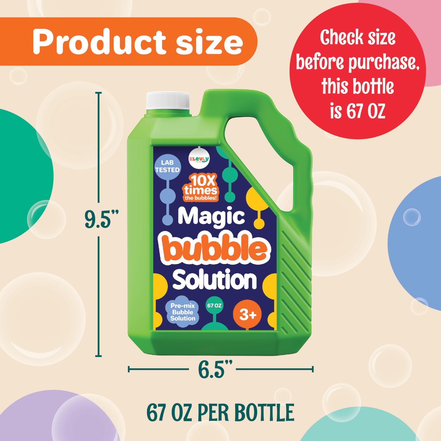 67 OZ Iridescent Bubble Solution Refill | Non-Toxic Pre-Mix Bubble Refill Solution No Mixing or Measuring Required | Bubbles for Kids | Bubbles Bulk |