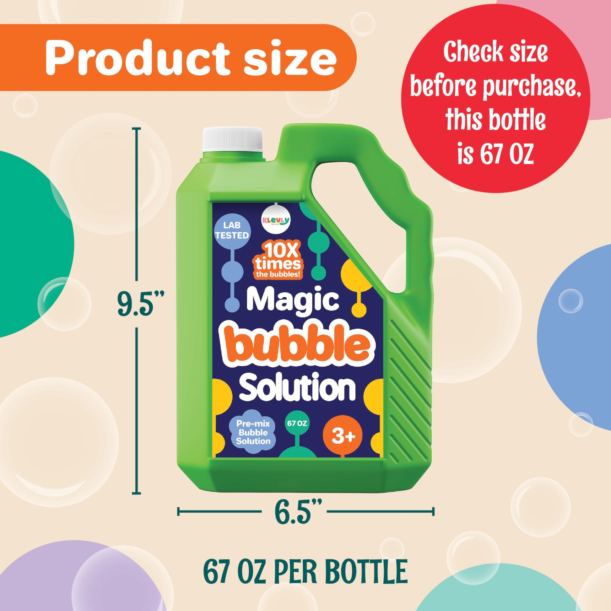 67 OZ Iridescent Bubble Solution Refill | Non-Toxic Pre-Mix Bubble Refill Solution No Mixing or Measuring Required | Bubbles for Kids | Bubbles Bulk |