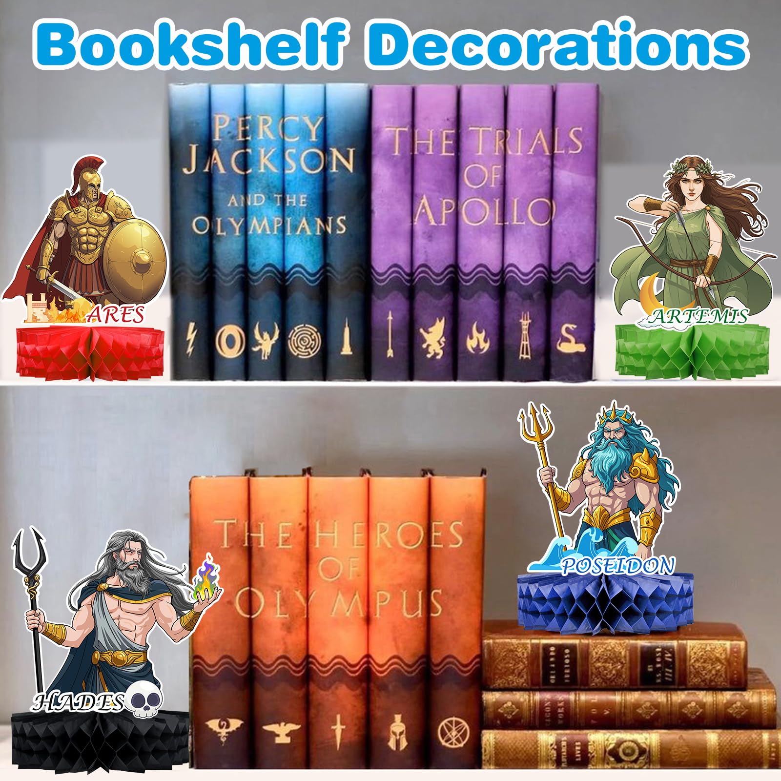 Greek Mythology Honeycomb Centerpieces Table Decorations, 15pcs Olympian Gods Honeycomb Centerpieces, Htabiol Greek Mythology Decor, Greek Gods Party