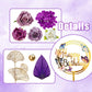 Flower Cake Toppers Purple Cake Decorations with Artificial Flowers Eucalyptu Leaves for Birthday Wedding Supplies (Purple)