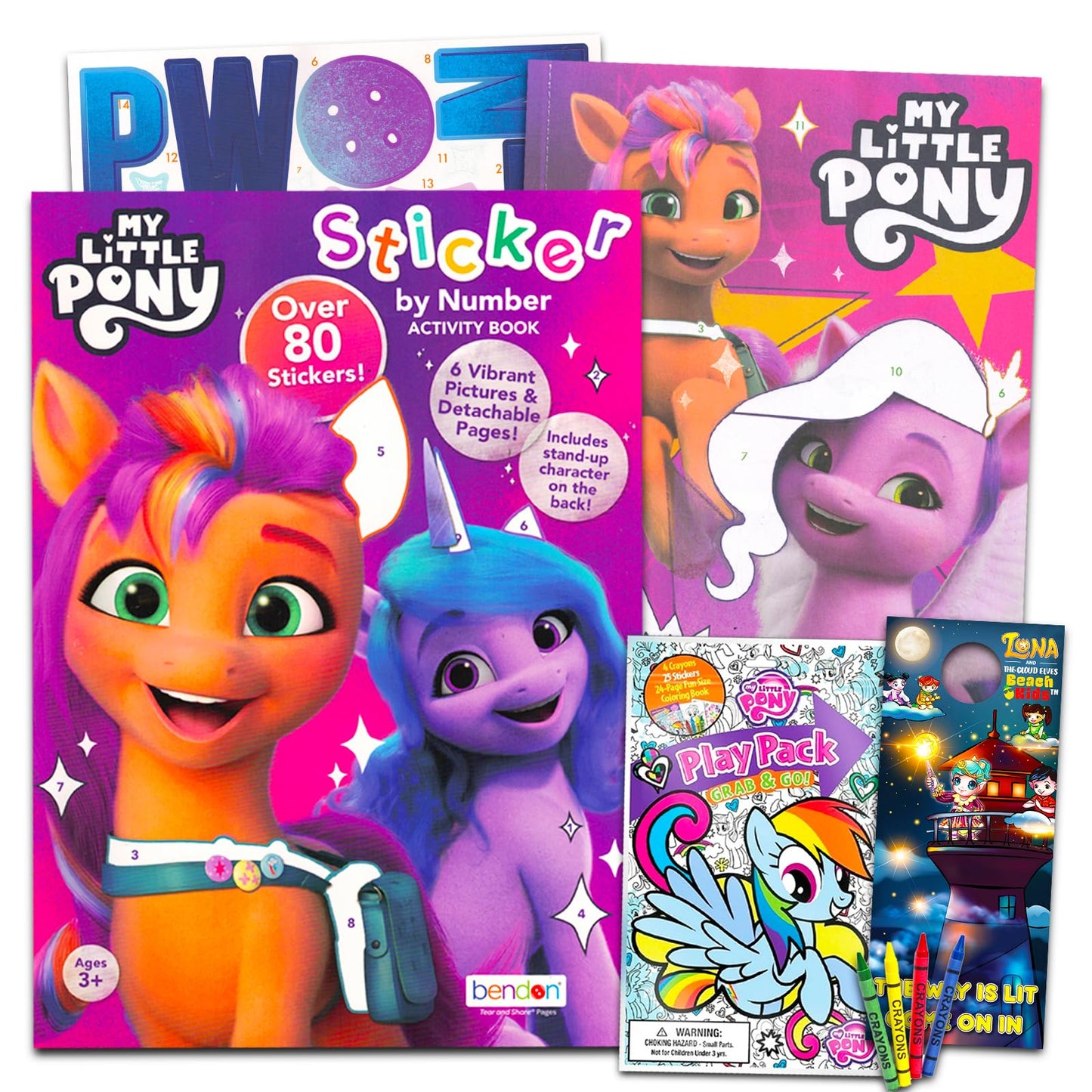 My Little Pony Sticker by Number Book Set - MLP Coloring Activity Book Bundle with Sticker Mosaic, Play Pack, More | MLP Activities for Kids