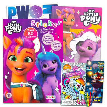 My Little Pony Sticker by Number Book Set - MLP Coloring Activity Book Bundle with Sticker Mosaic, Play Pack, More | MLP Activities for Kids