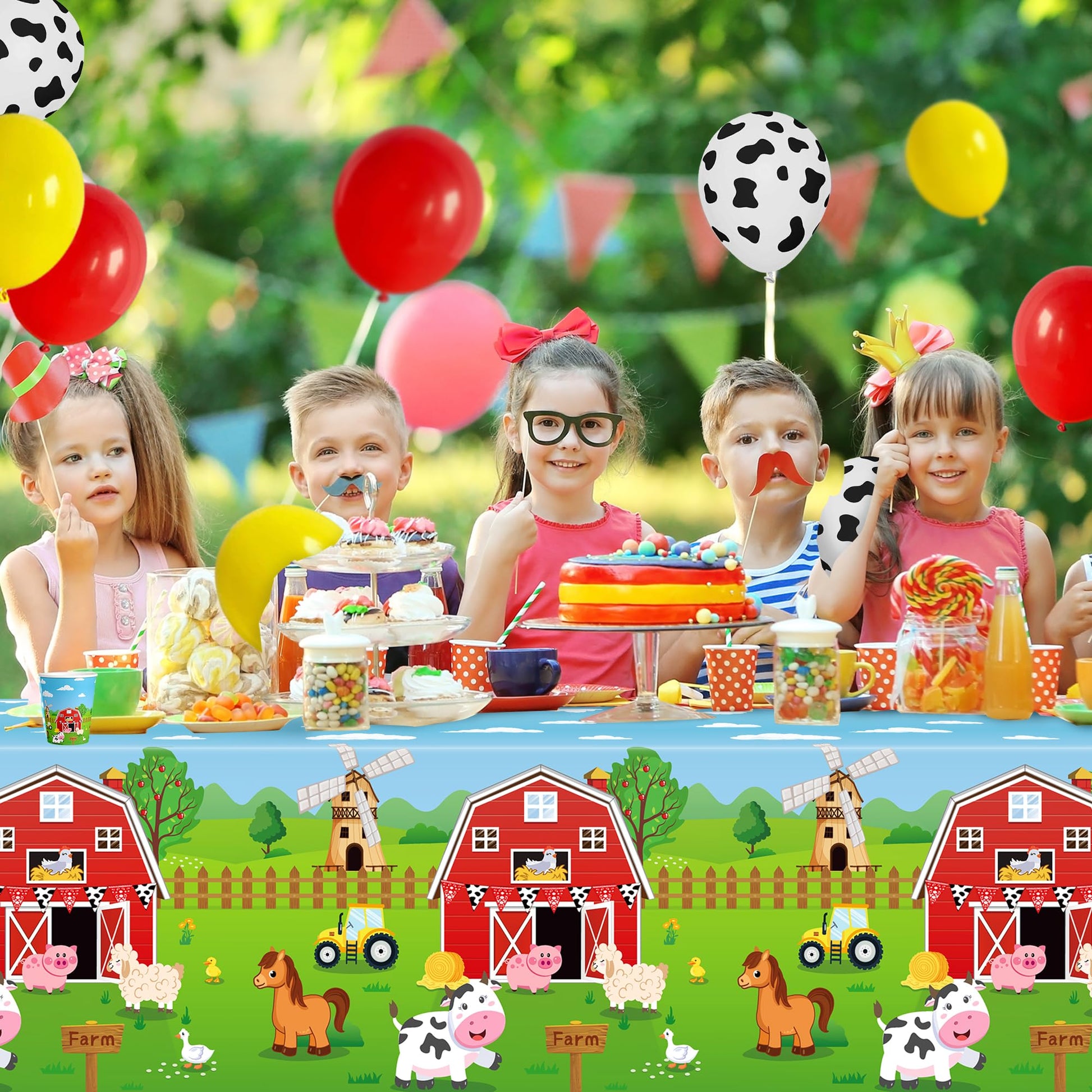 Syxdwz 3Pack Farm Tablecloth Farm Animal Birthday Party Supplies Barnyard Themed Party Decorations Farm Birthday Decorations Rectangular Disposable