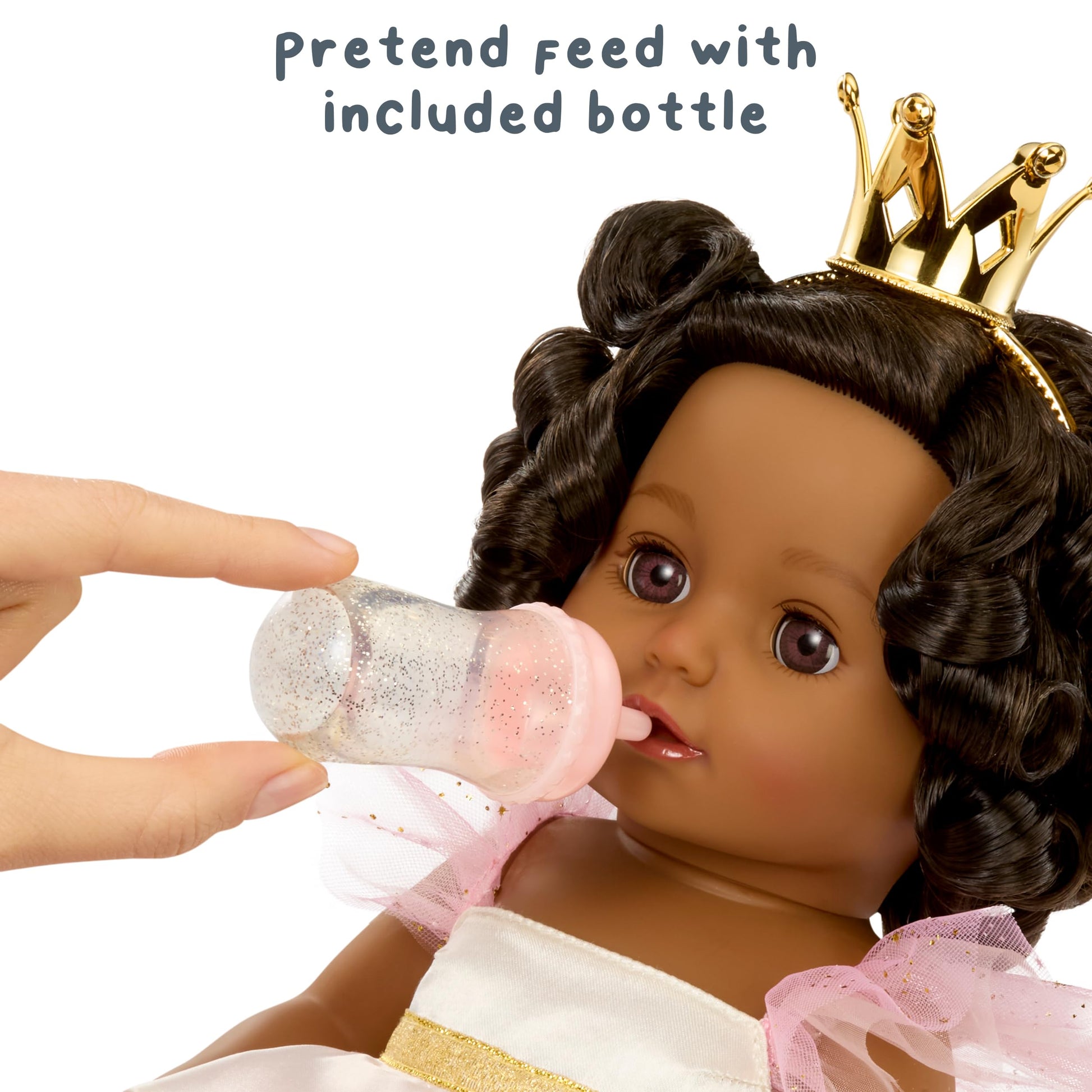 Baby born Princess Baby Doll Harper - Black Hair, Dark Brown Eyes: Realistic Features for Kids Ages 3 & Up, Rooted Hair, Eyes Open & Close