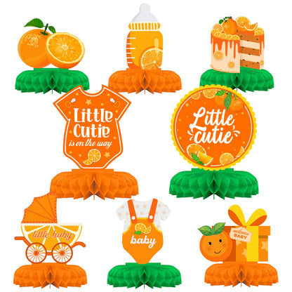 Cheereveal Little Cutie Baby Shower Decoration Little Cutie Table Centerpiece, Clementine Orange Honeycomb Centerpieces Tabletop Supplies