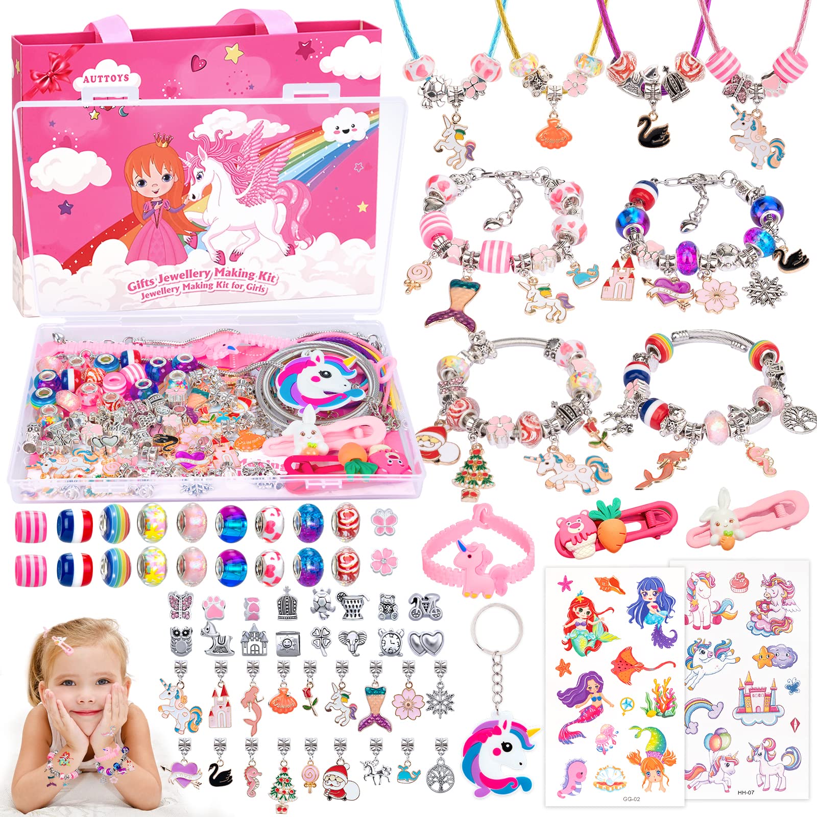 SUZUTOY Bracelet Making Kit for Girls, Unicorns Gifts for Girls, Arts and Crafts for Kids Ages 4 5 6 7 8 9 10 11, Gifts Toys for 4-12 Year Old Girl