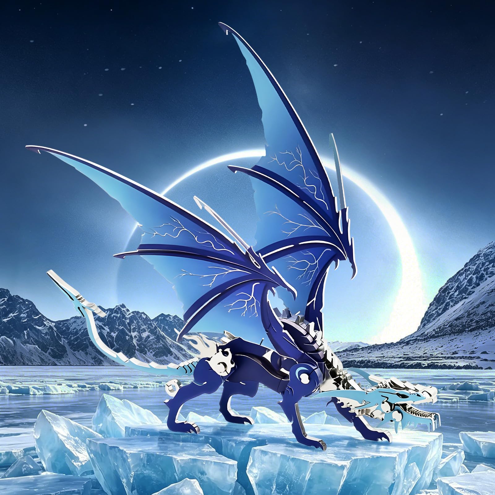 3D Metal Model Kits, Mechanical Ice Dragon 3D Metal Puzzle,Steel Warcraft Collection DIY Animal Brain Teasers Simple 3D Puzzles Home Decor Art Craft