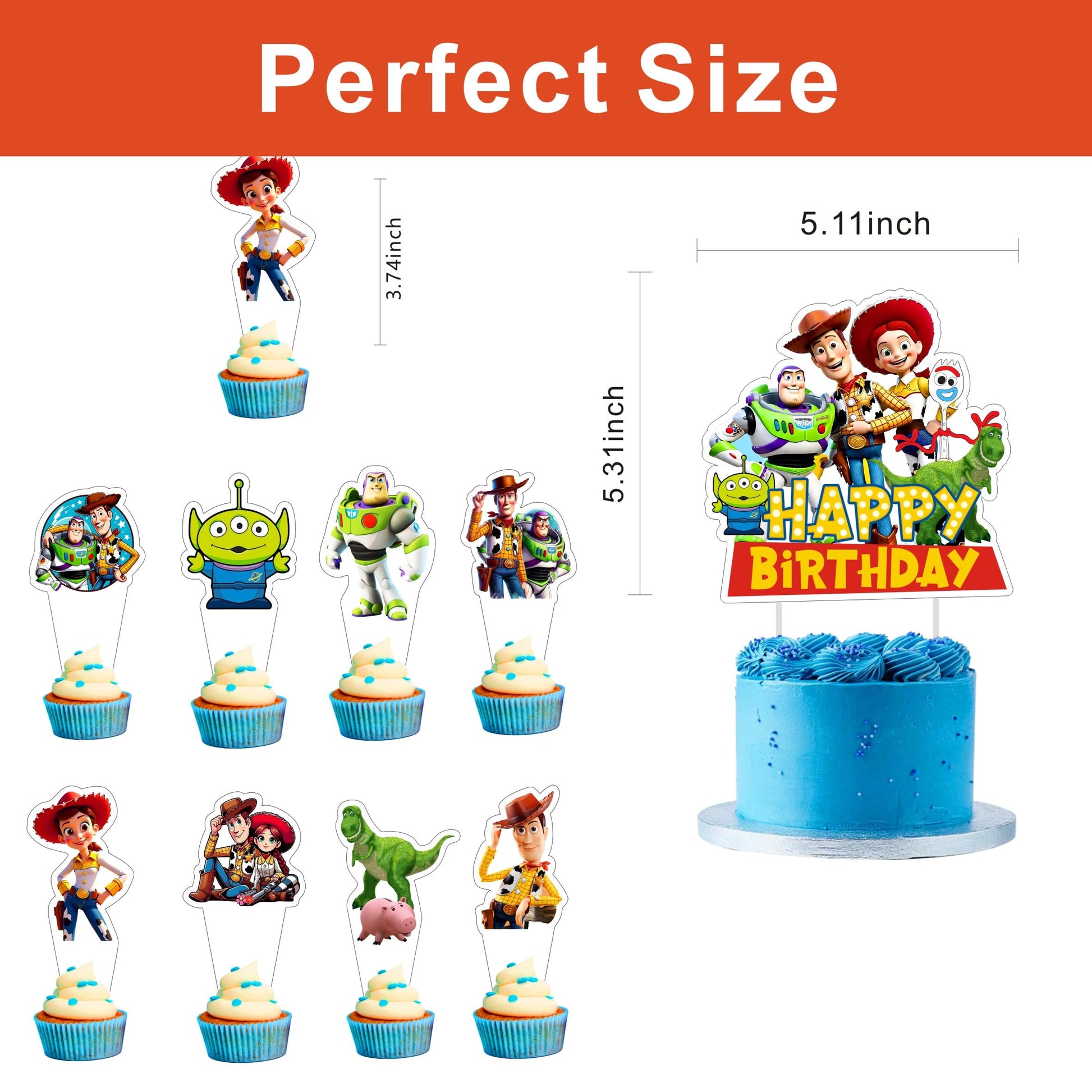25Pcs Cartoon For Toy Inspired Story Cupcake Toppers,Inspired Cupcake Picks School Wizard Theme Birthday Party Cake Decorations Supplies.