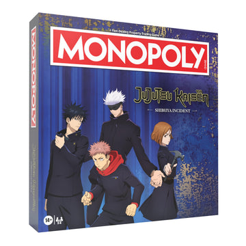 MONOPOLY: Jujutsu Kaisen Edition Board Game, Buy Sell Trade Locations from the Shibuya Incident Arc, Featuring 6 Custom Tokens: Yuji Itadori, Panda