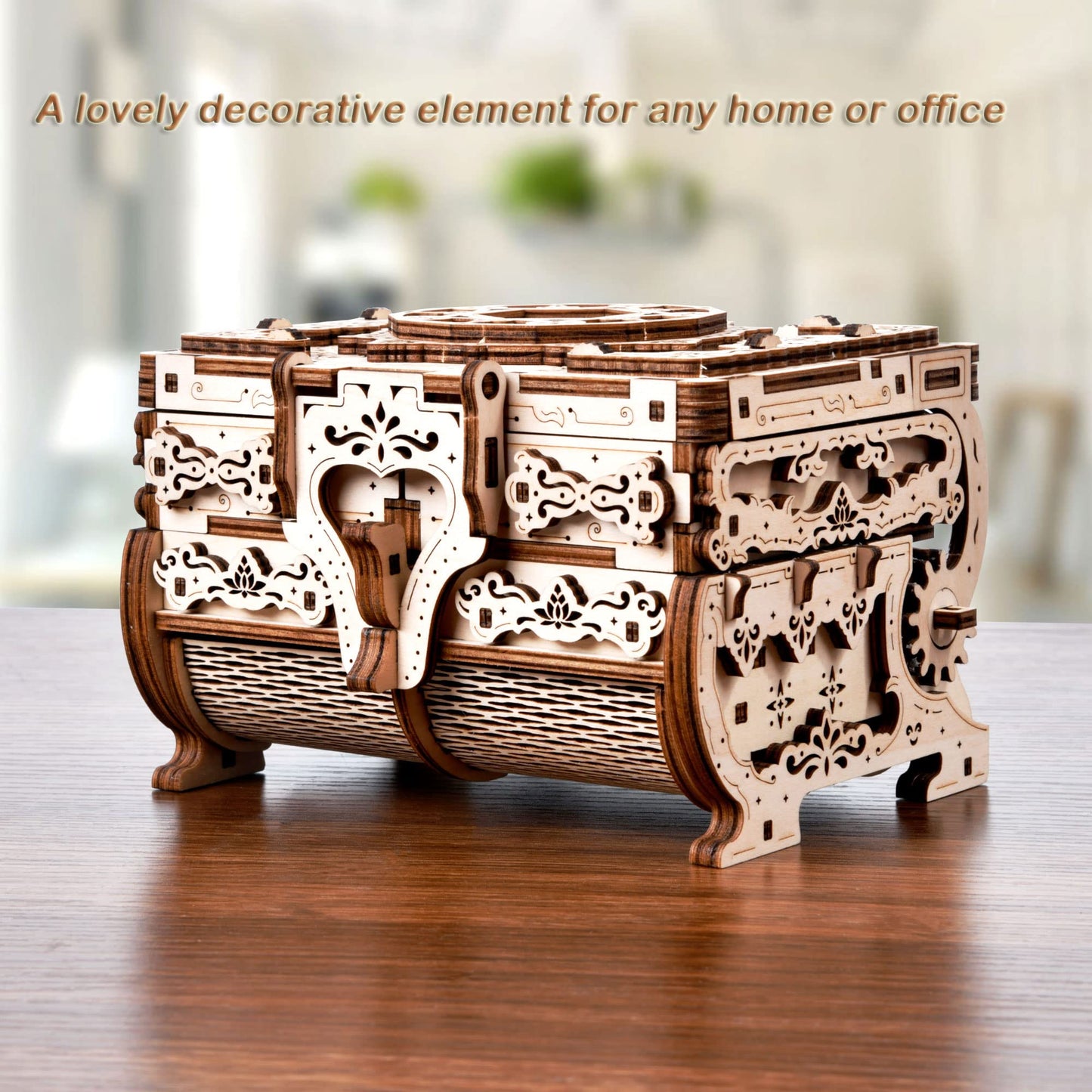 Varbertos 3D Wooden Puzzle Mechanical Treasure Box, Wood Creative Assembly Model Building Kits to Build for Adults and Teens, DIY Wooden Puzzle