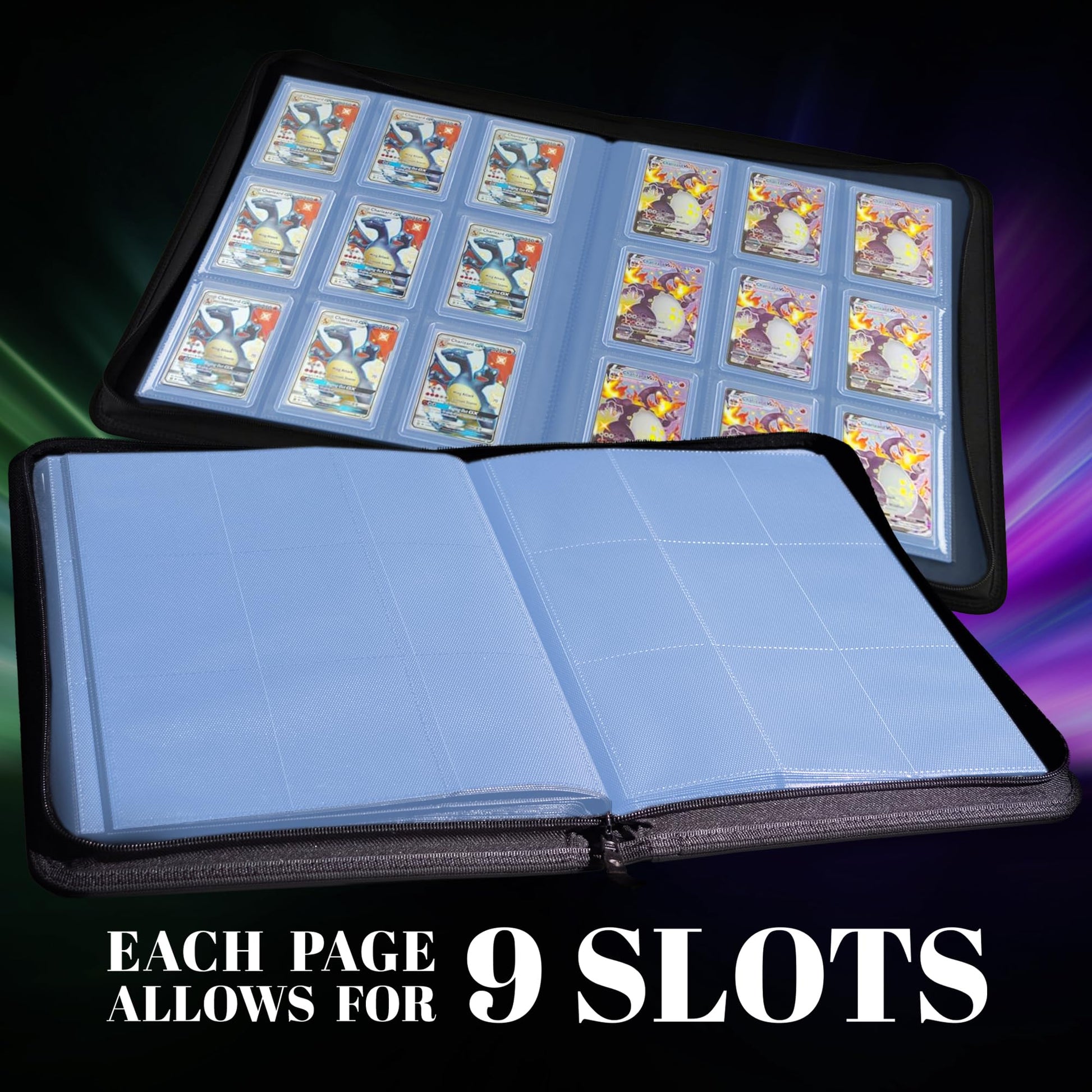 TopDeck 200 TopLoader Binder - 9 Pocket Card Binder Album - TCG Secure Storage Sleeves - Compatible with Yugioh, Magic the Gathering, Pokemon and More