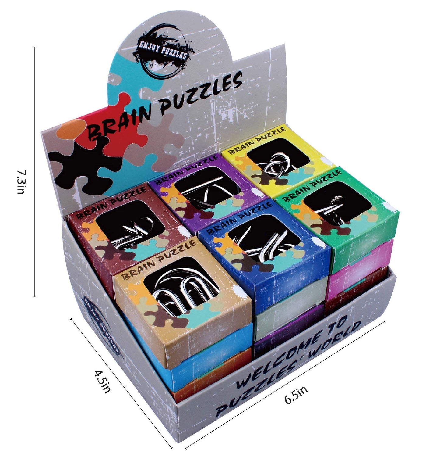 YUNTENG 24Pcs Assorted Metal Brain Teasers Metal Wire IQ Puzzles with Paper Box Gift Package Assembly & Disentanglement Great Educational Intelligence