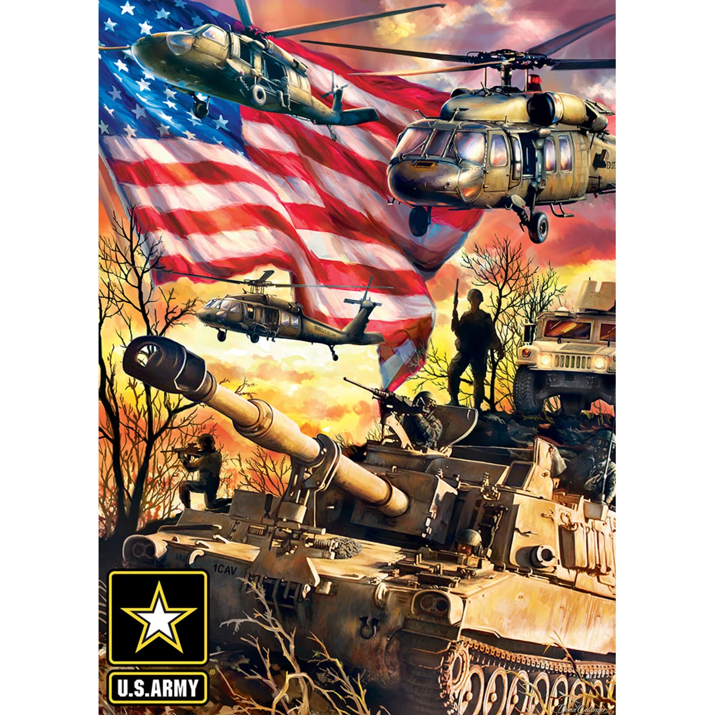 MasterPieces US Army Firepower 1000 Piece Jigsaw Puzzle - Jigsaw Puzzle with Vibrant Artwork and Durable Pieces - Fun Family Activity, Brain