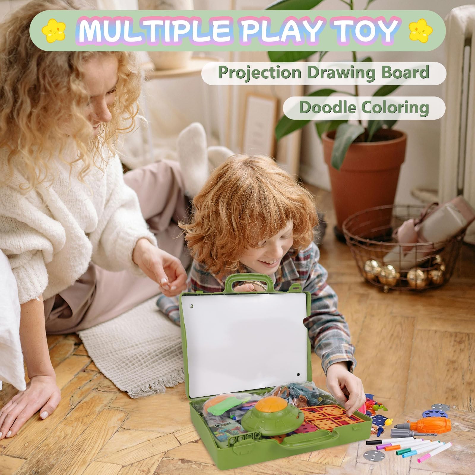 Drawing Projector for Kids, 2 in 1 Art Sketch Projector with 3D Puzzles, Trace and Draw Projector Include 48 Projection Image, Learn to Draw Toys