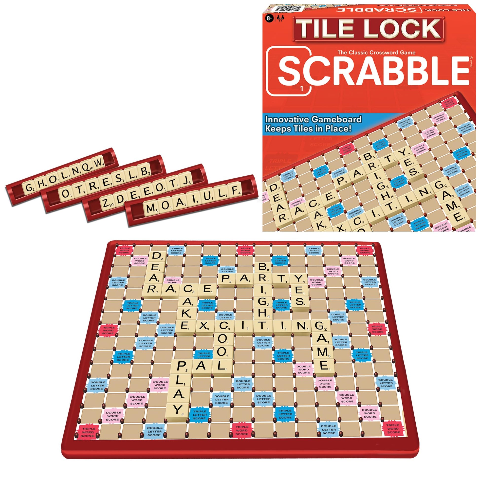 Tile Lock Scrabble, Board Holds Tiles in Place, by Winning Moves Games USA