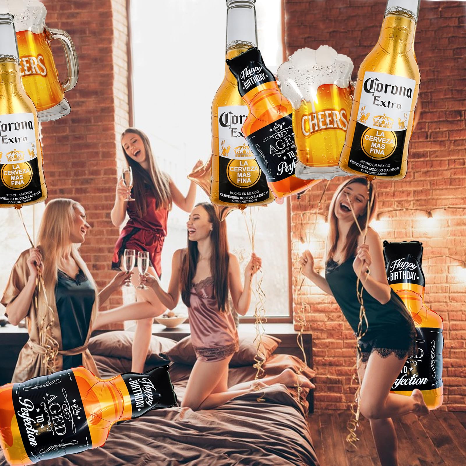 12PCS Corona Whiskey Bottle Beer Mug Mylar Helium Balloons, Men Women Boys Girls Beer Themed Birthday Bachelor Party Decoration, Engagement Decoration
