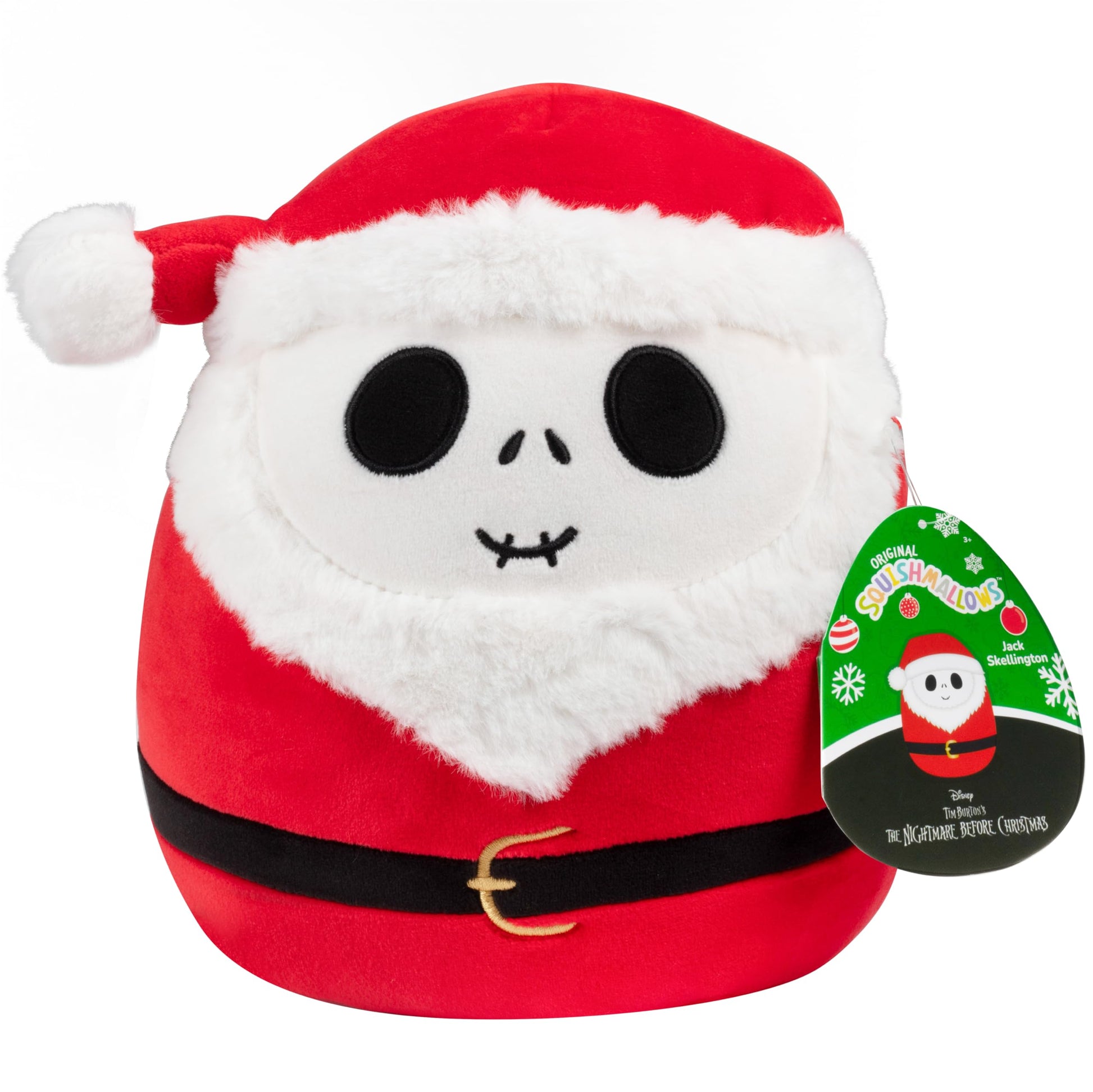 Squishmallows Original 8-Inch Jack Skellington Santa Claus- Nightmare Before Christmas - Official Jazwares Disney Plush - Collectible Soft & Squishy
