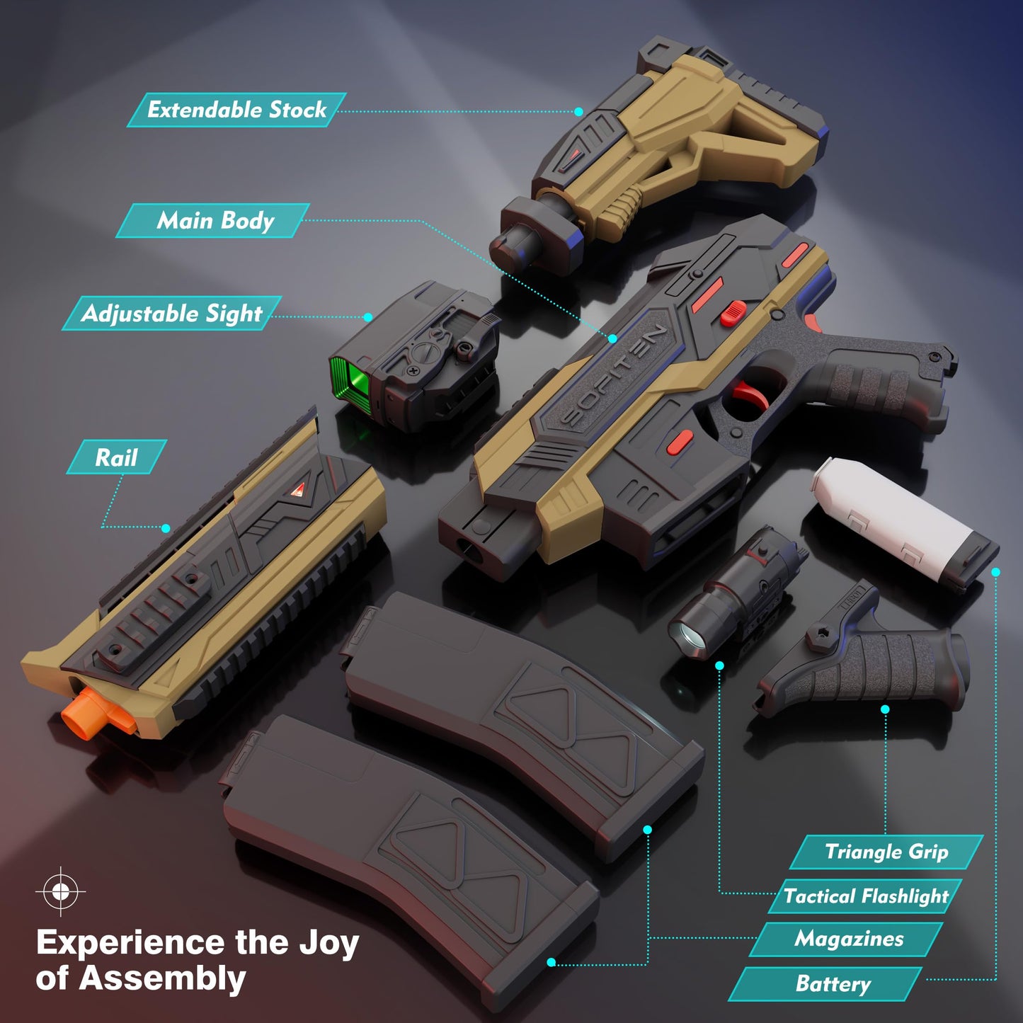 SOFITEN Electric Toy Gun Foam Dart Automatic Blaster Sniper Rifle with Tactical Vest, Adjustable Scope, Two Shooting Modes, Birthday Christmas