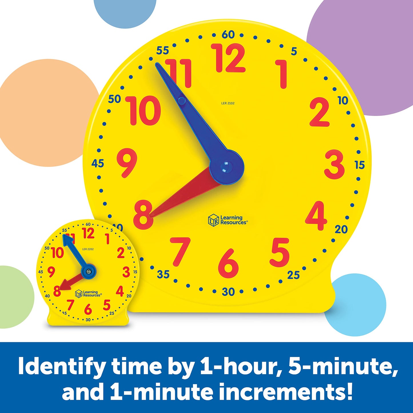 Learning Resources Classroom Clock Kit - Preschool Must Have, Teaching Time Activity , About Flash Time Cards, Montessori Toys, Math Manipulatives