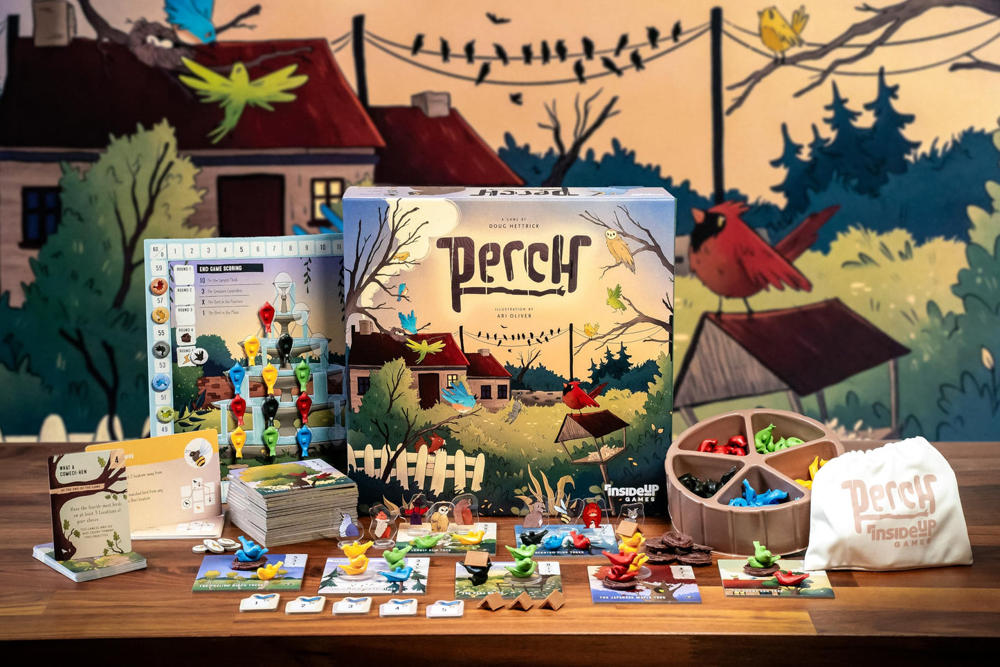 Inside Up Games Perch | Fast-paced, Interactive Battle of The Birds |Area Control, Unique Bag Building with a Bold Table Presence| for 2 to 5 Players