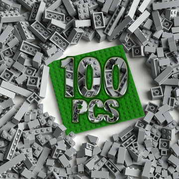100 Piece Gray Building Bricks Compatible with LEGO 10 Size with Baseplate