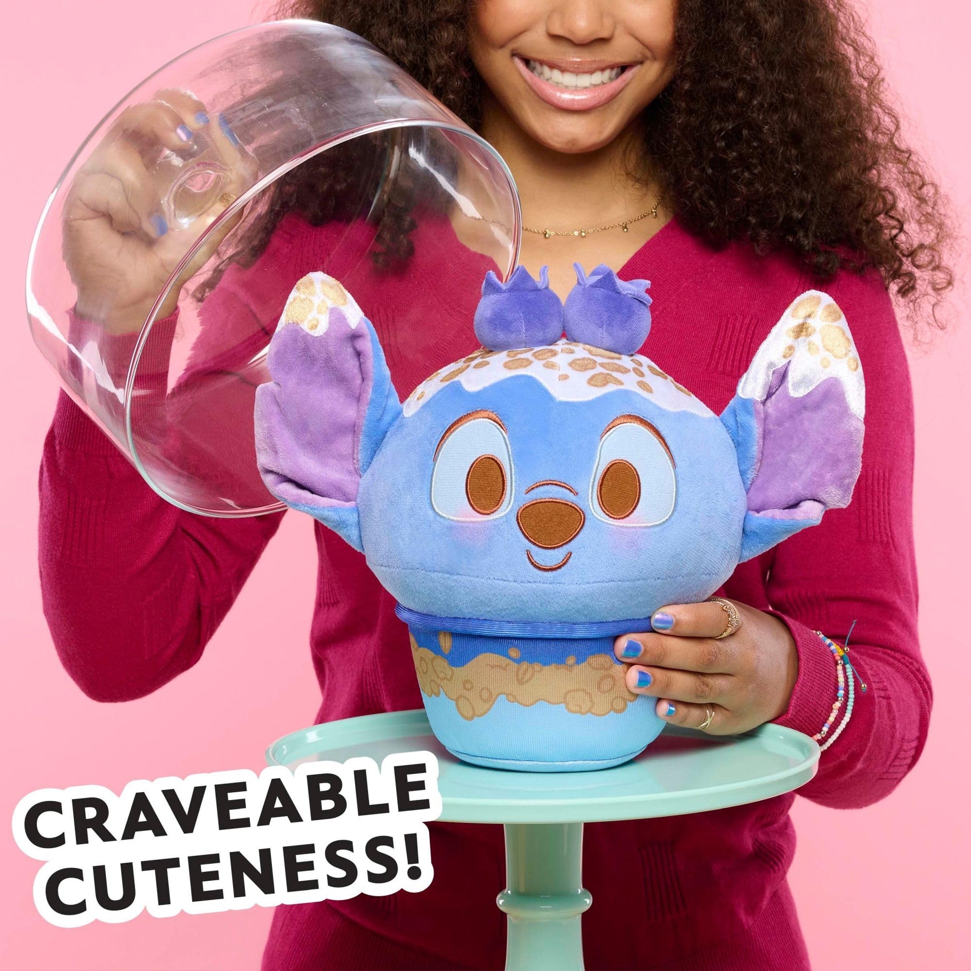 Disney Munchlings Squeeze-A-Munch Large Scented Blueberry Crumble Frozen Yogurt Stitch 10-inch Plush, Kids Toys for Ages 0+ by Just Play