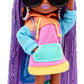Barbie Extra Minis Doll & Accessories with Purple & Silver Hair Wearing Color-Block Hoodie Dress & Boots, 5.5-inch